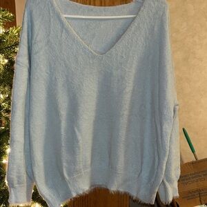 SHEIN Light Blue V-Neck Sweater